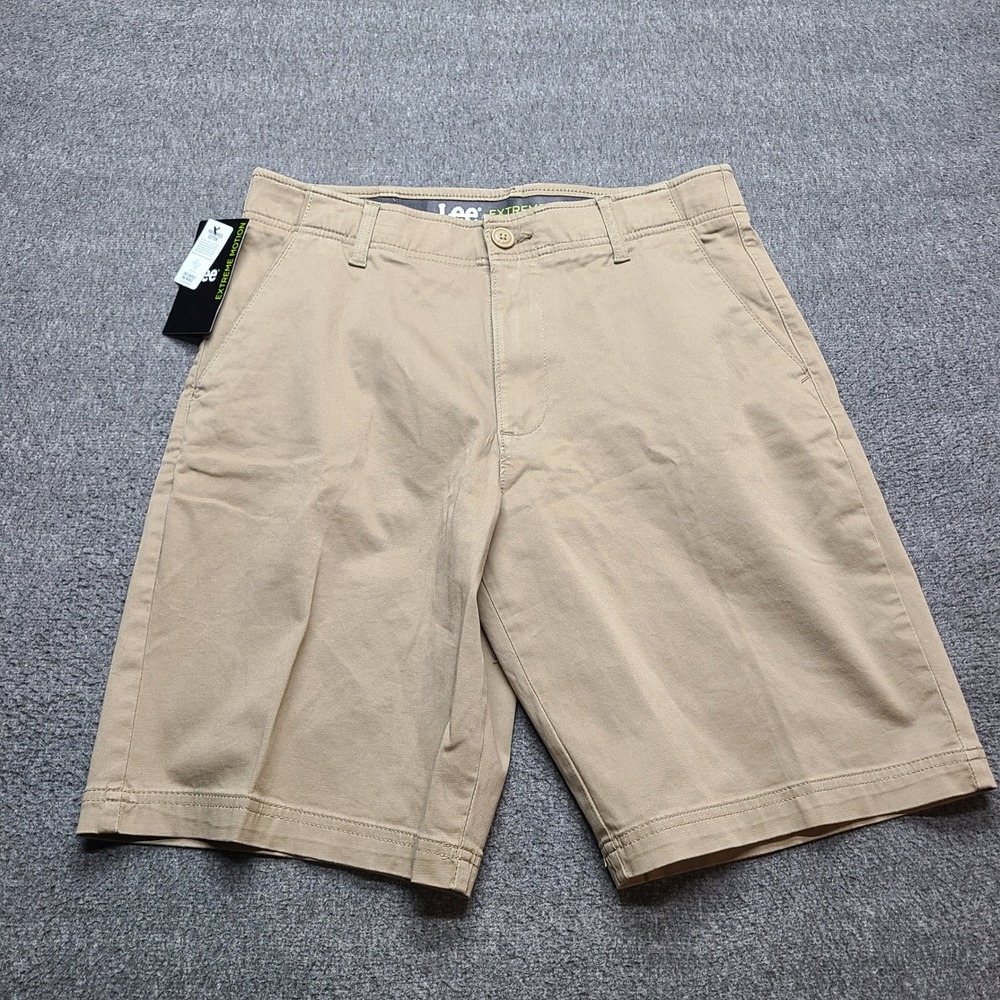 Lee Extreme Motion Shorts Mens 32 Khaki New Straight Fit Performance 104183560